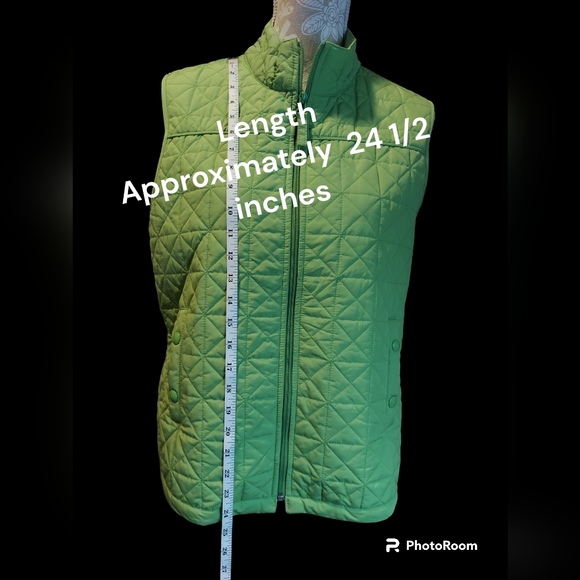 Talbots Petites Quilted Lime Green Vest Women's Size L - Picture 5 of 10